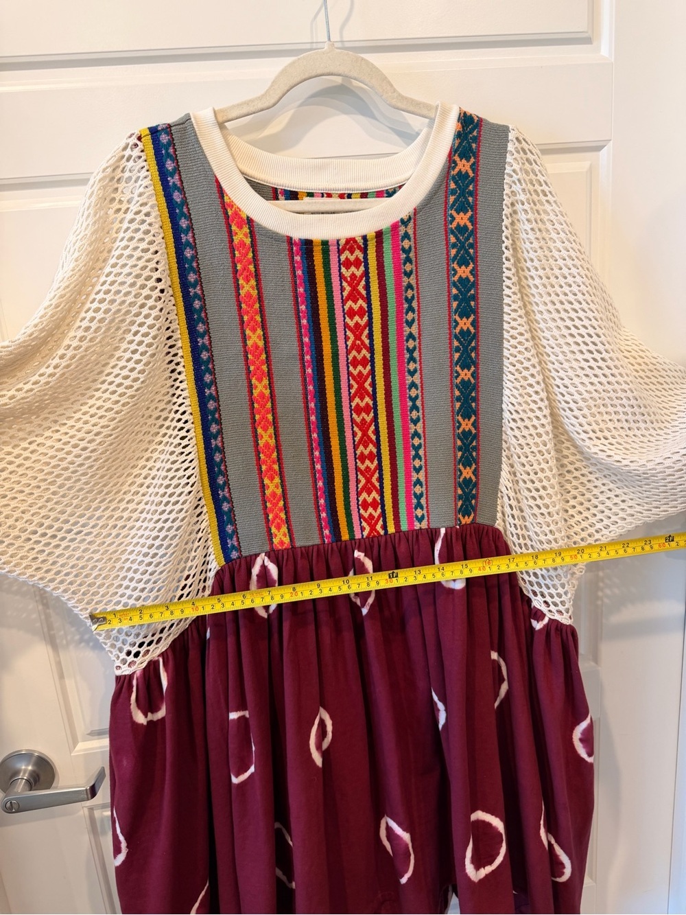 NorBlack NorWhite Kutch Embroidered Mesh Sleeve Shibori Tie Dye Dress L XL Boho - Picture 15 of 15